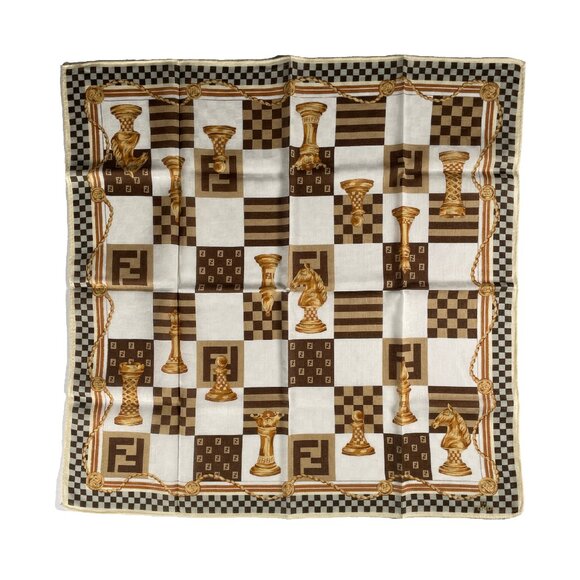 Vintage Fendi Chessboard Print Scarf - Picture 1 of 12